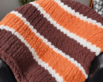 YOUR HIGH SCHOOL- custom chunky knit throw blanket - handmade -
