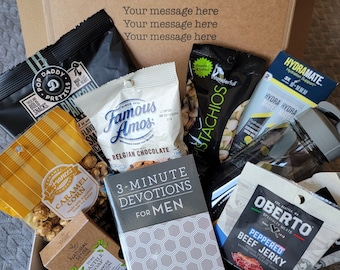 Men's Gift Box: Christian Devotional, Snacks, Water Bottle and more!