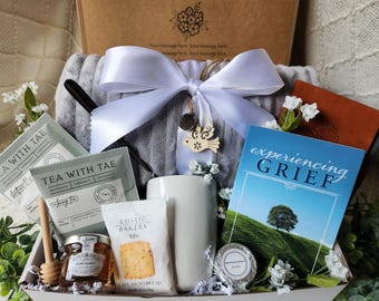Sympathy Gift- Christian Care Package with Grief Book, Blanket, Mug, Drink of choice & more!