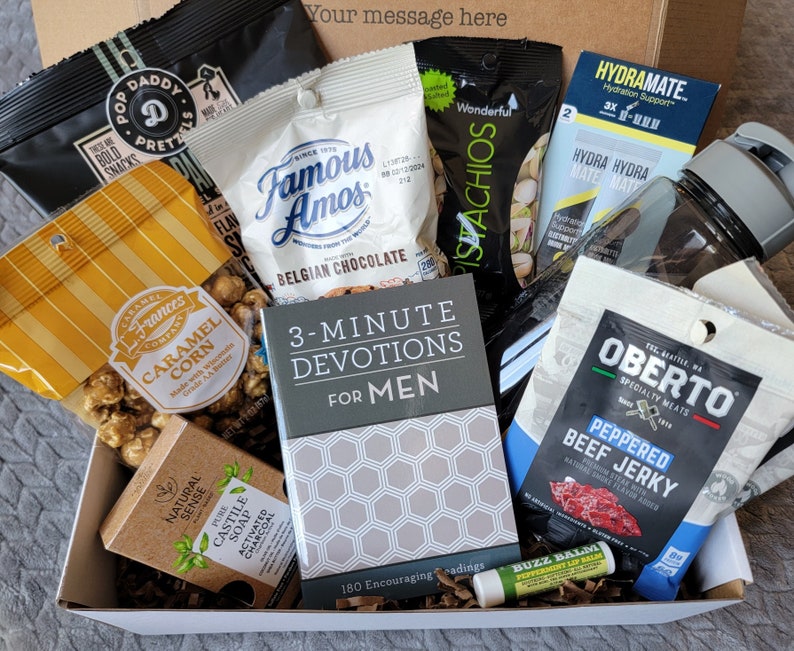 Men's devotional box/college care package/birthday for him/Thinking of you/Encouragement/ Get well soon/Thank you gift/Father's Day present image 6