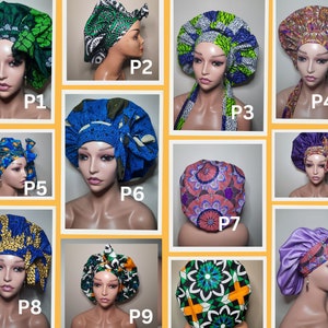 Satin lined Ankara bonnet / reversible bonnet / African print head wrap / Protective styling/ scrub cap
