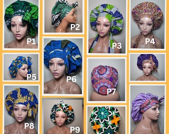 Bonnet d'Ankara doublé de satin / Bonnet réversible / Cache-tête à imprimé africain / Coiffage protecteur / Casquette de gommage