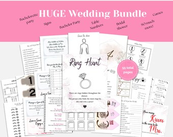 Printable Wedding Bundle, Bachelorette Party, Bachelor Party, Wedding Signs, Wedding Games, Bridal Shower, Table Numbers, Activities