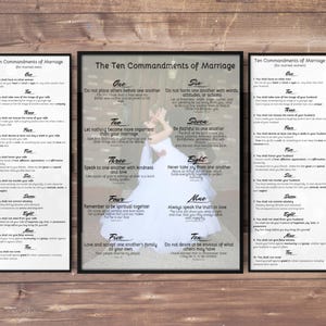 Custom Ten Commandments of Marriage, Wedding Poster, Marriage Poster, Poster for Married Couples, Wedding Sign, Marriage Sign, Printable