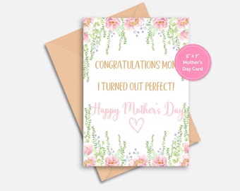 Funny Mother's Day Card, Mother's Day, Gift for Mom, Printable Card, Blank Card