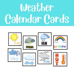 Calendrier de classe : cartes météo, calendrier météo, carte de poche, 15 cartes, imprimable