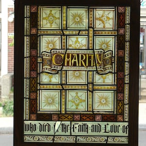 Charity: Restored Painted English 1890s Church Stained Glass Window