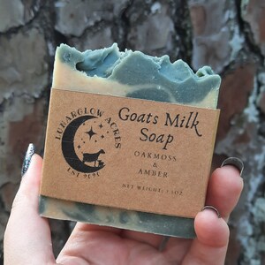 Oakmoss & Amber Goat Milk Soap - Woodsy Masculine scent - Handmade Artisan Cold Process Soap -LunarGlow Acres