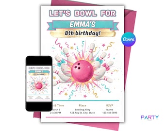 12 Biglietti D'Invito Per Compleanno 10 Anni – Tema Bowling, Formato DIN A6, Stampati In Germania Con UV