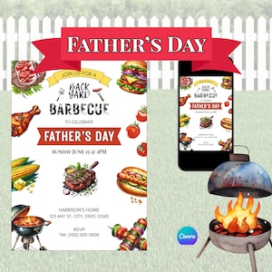Fête des pères | Invitation barbecue | Faire-part barbecue | Invitation numérique | Imprimable | Carton d'invitation | Barbecue dans la cour | Modèle d'invitation