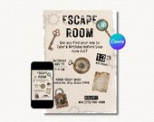 Escape Room Birthday Invitation, Editable Template, Room Escape Invitation, Birthday Invite, Printable, Digital, escape room bday invite