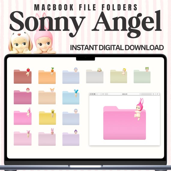 Sunny Angel inspired macbook file folders, digital download file folders, sonny angel inspired custom file folders for macbook, ios, mac