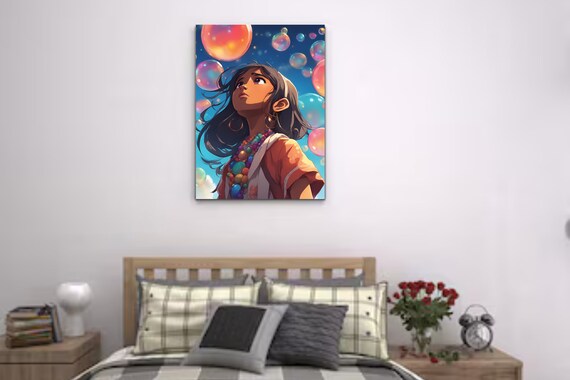 Children's Room Decor | African American Nursery Art | Black Girl Cartoon Wall Art |Animated Print | Kids Bedroom Decor | Nursery Decoration