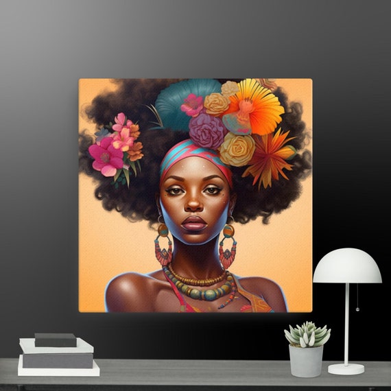 Afro woman, Afro lady, Strong woman, Black woman, Beautiful Black Afro Woman, Hair Beautiful, African American Female Lady, wall art lover