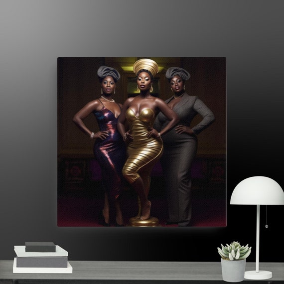 Black Woman Art, Gold Wall Art, Vintage Gallery Wall, African art, Printable wall art, large wall art, Digital Print, African Women art