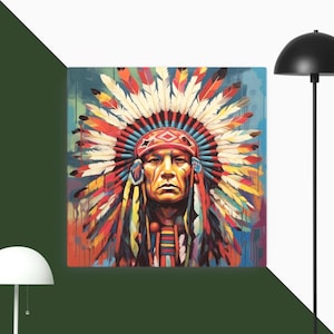 American Indian Man Poster, Ethnic Prints Wall Decor, Native Canvas Wall Art, Home Decorative Canvas, Gift For Her, Warrior boy Artwork