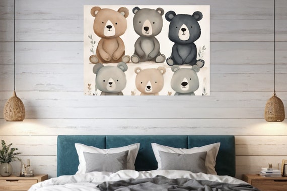 Teddy Children's Room Decor | African American Nursery Art | Black Girl Cartoon Wall Art | African Animated Print | Kids Bedroom Decor