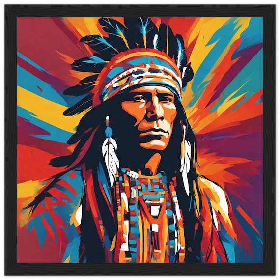 Chief of the Land, Native American Heritage | Canvas Gallery Wrap Wall Art,  Abstract Art, Native American Culture, War Paint, Great Warrior