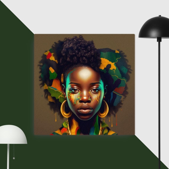 African Home Decor Digital Download | Tribal Wall Decor | Boho Wallart | Ethnic Female Portrait | Black Women Art Print | African Wall Art