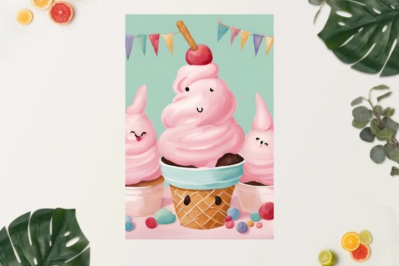 Yummy Fluffy Cake Cartoon Wall Art | African American Nursery Art |African Animated Print | Kids Bedroom Decor | Nursery Decoration | Prints