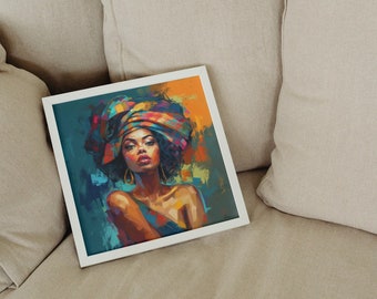 Modern African Woman - Digital Download Pop Art Style Wall Decor, Printable Art Instant Download, Pop Art Style Woman Portrait Art