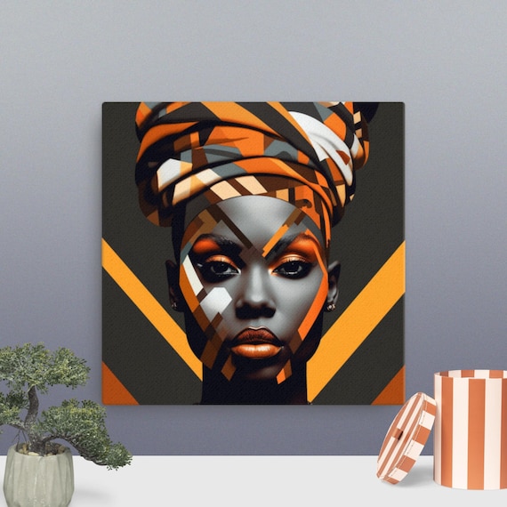 Vintage Female Portrait|  Black art| home decor| African American art| Abstract Woman Canvas |  Bold Black Woman| Downloadable Art |