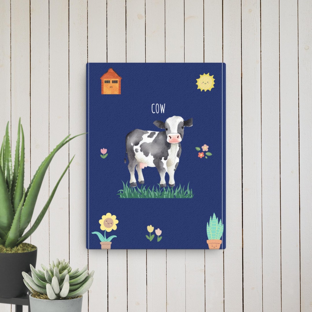 Cow Nursery Print, Cow Nursery Wall Art, Cute Farm Animal Print, Cow