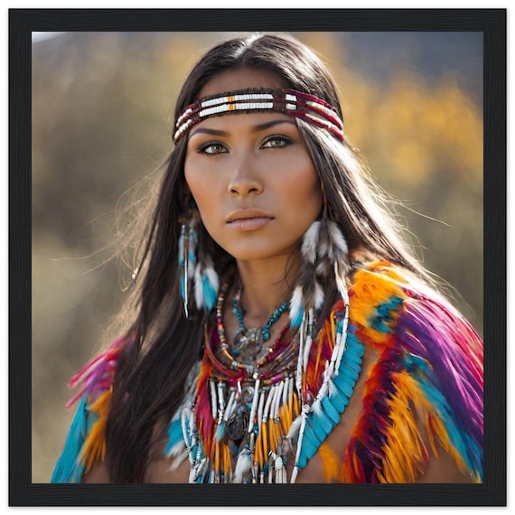Beautiful Abstract Indian Native American Female Woman Native |  Colorful Wall Art | Wall Decor | wall art | Home Decor | Living wallart