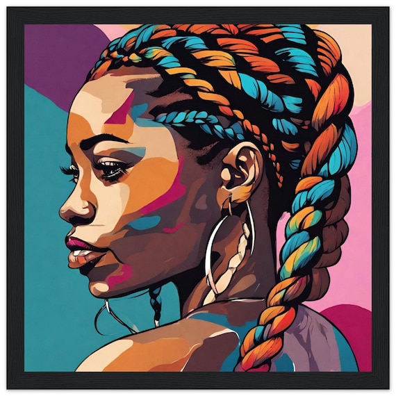 Abstract Framed Canvas of Black Woman | Canvas for Home Decor| African American Wall Art|  Modern Wall Hanging| Wall Art Print| Unique Decor