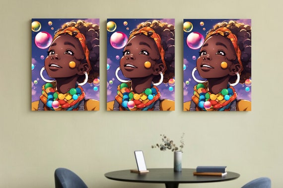 Nursery Wallart Designs | African Girl Wall Art | Vibrant Colors | African Art Decor | Ethnic Wall Hanging | African Woman Portrait | Canvas