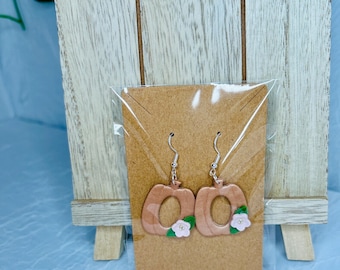 Pumpkin Floral Clay Earrings