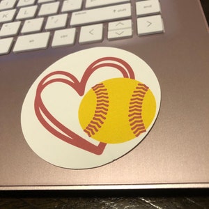 Heart Baseball/Softball Stickers