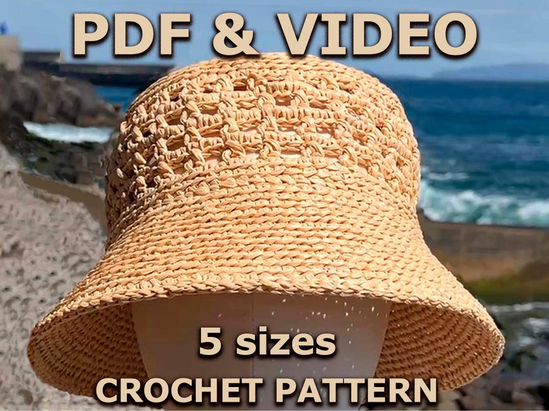 Mesh Bucket Hat Crochet Pattern | Raffia Summer Hat PDF Tutorial ...