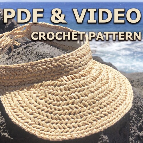 Crochet Raffia Straw Sun Visor Pattern | Summer Sun Hat With 