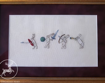 Little Illuminations: The Rabbits are Going to War, Cross Stitch, Digital Pattern, PDF