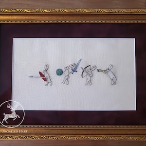 Little Illuminations: The Rabbits are Going to War, Cross Stitch, Digital Pattern, PDF