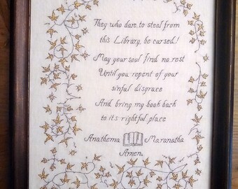 Illuminated Designs: Library Book Curse, Cross Stitch, Digital Pattern, PDF