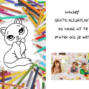 Tarjeta de invitación a fiesta | Gato | imprime y colorea tú mismo | Postal imprimible a6 PDF | página para colorear gratis |