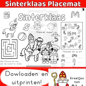 Mantel individual Sinterklaas para imprimir a4 pdf ArtKitsz