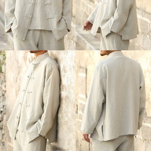 Better Than Linen |Pure Ramie Men's Jacket | Handmade Chinese Vintage Button | Tai Chi Martial Arts | Gift for Him | S–XXL image 4