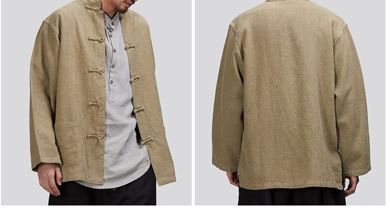 Better Than Linen |Pure Ramie Men's Jacket | Handmade Chinese Vintage Button | Tai Chi Martial Arts | Gift for Him | S–XXL image 2