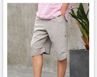 Pure Ramie Men's Casual Shorts | Button Closure | Better Than Linen | Beach & Travel | 3 Colors | Handcrafted in China | S–XXL