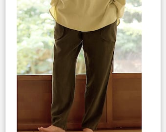 3-colors Linen Linen-Like Mens Pants, Handmade Breathable Comfortable Pants, Men Yoga Tai Ji Qi Gong Pants, Spring Summer Beach Pants