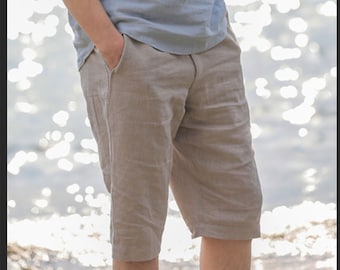 3-colors Eco-friendly Linen Mens Shorts, Basic Summer Shorts, Black Shorts