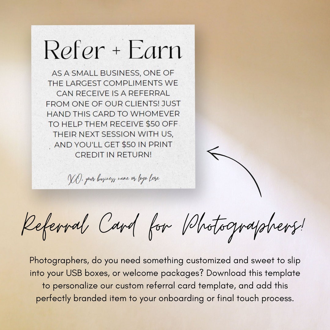 Photography Referral Card Canva Templates for Wedding Elopement