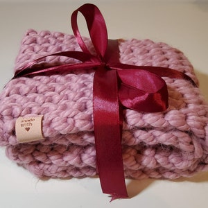 Cat Mat Thick Blanket  Chunky Knit Pink Handmade Hand Knitted with Toy