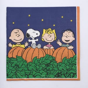 Tovaglioli di carta per decoupage, creazione di biglietti, tecniche miste, Charlie Brown Halloween