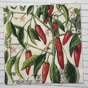 Paper Napkins for decoupage, cardmaking, mixed media, hot pepper