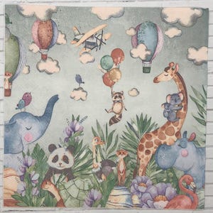 Papierservietten für Serviettentechnik und Karten machen, süße Tiere, Panda, Elefant, Giraffe, Koala, Nilpferd