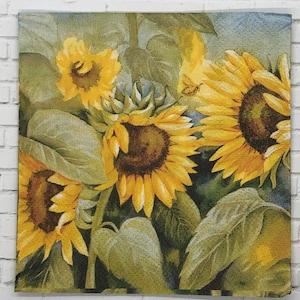 Papierservietten für Decoupage, Kartenherstellung, Mischtechnik, Sonnenblume